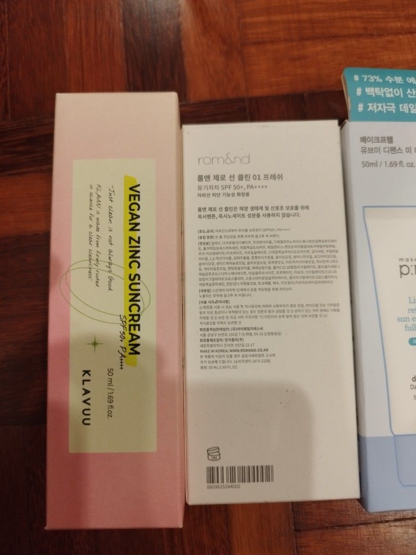 Korean sunscreen UV neogen ROM&ND klavuu skinfood, Beauty & Personal