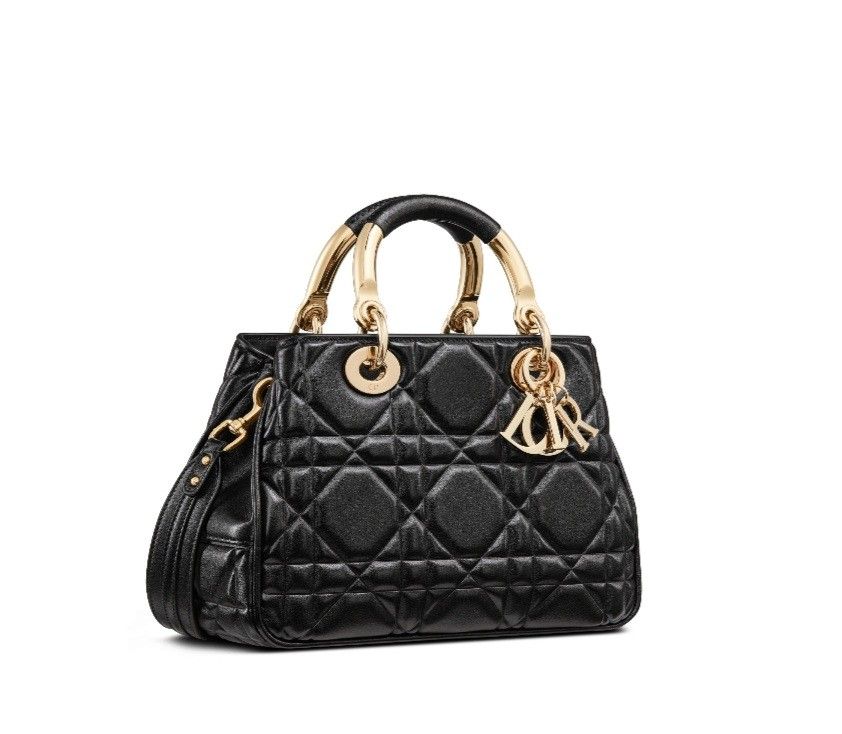Small Lady Dior My ABCDior Bag Black Ultramatte Cannage Calfskin  DIOR SG