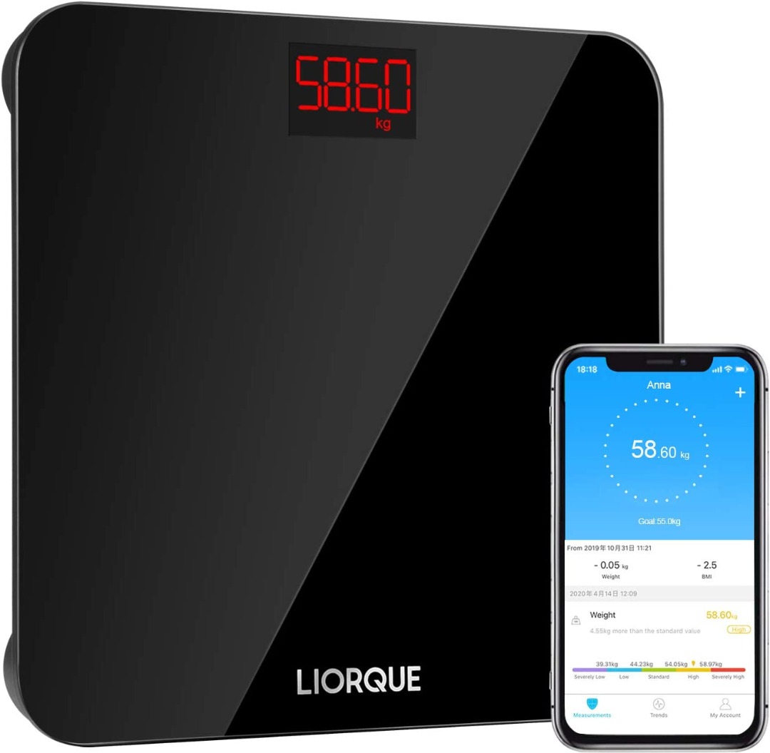 LIORQUE Digital Bathroom Scales Weighing Scale with Smartphone App