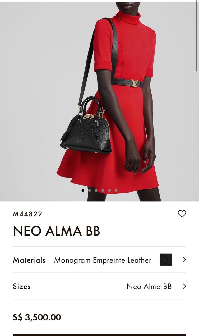 LOUIS VUITTON Neo Alma BB Noir Monogram Empreinte Leather M44829  ShoulderHandbag