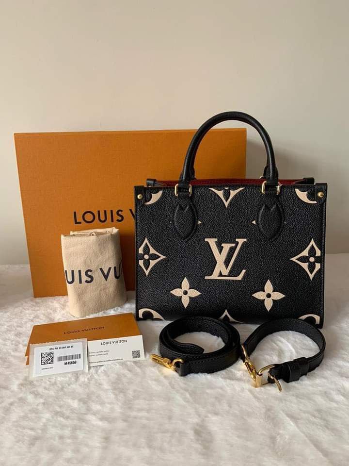 Louis Vuitton Onthego (OTG) PM Bag (Category: Luxury Bags & Wallets) located in Manila. Submitted by bagislifeshop (Listing ID 1210545180, Image 1). Description: ▪️Louis Vuitton Onthego (OTG) PM Bag▪️ ☑️Available in Pampanga ✅Date code: microchipped bought June 2022 ✅Condition: 9.5/10 ✅Material: empreinte leather ✅Inclusion:full set with receipt.