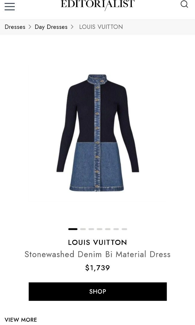Louis Vuitton Stonewashed Denim Bi-material Dress in Blue