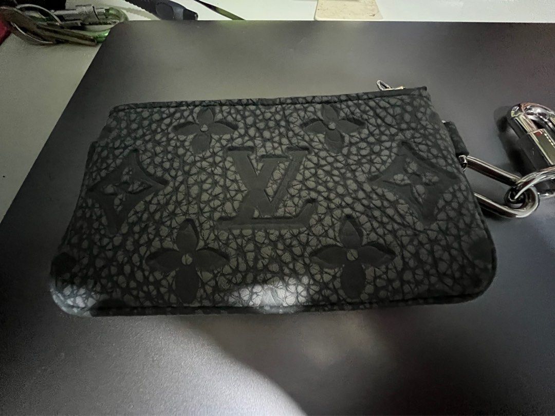 Louis Vuitton Key Pouch Granite in Cowhide Leather with Silver