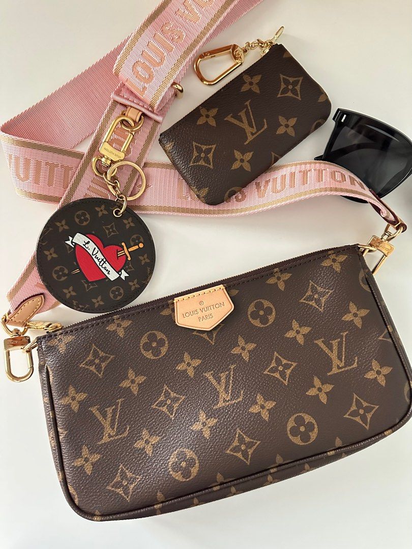 LV Pochette with Pink Strap, Luxury, Bags & Wallets on Carousell