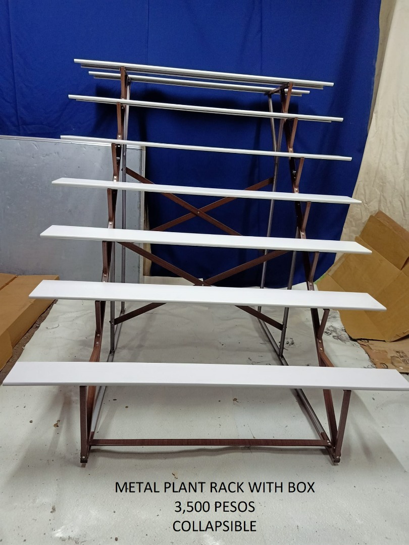 METAL PLANT RACK WITH BOX COLLAPSIBLE, Furniture & Home Living, Home ...