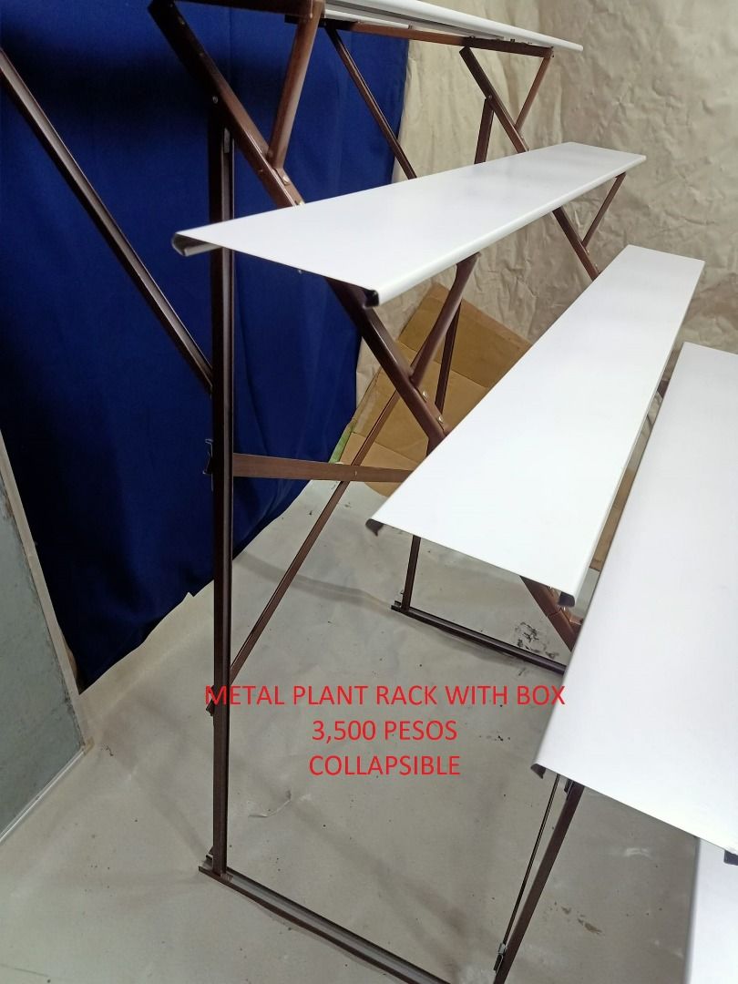 METAL PLANT RACK WITH BOX COLLAPSIBLE, Furniture & Home Living, Home ...
