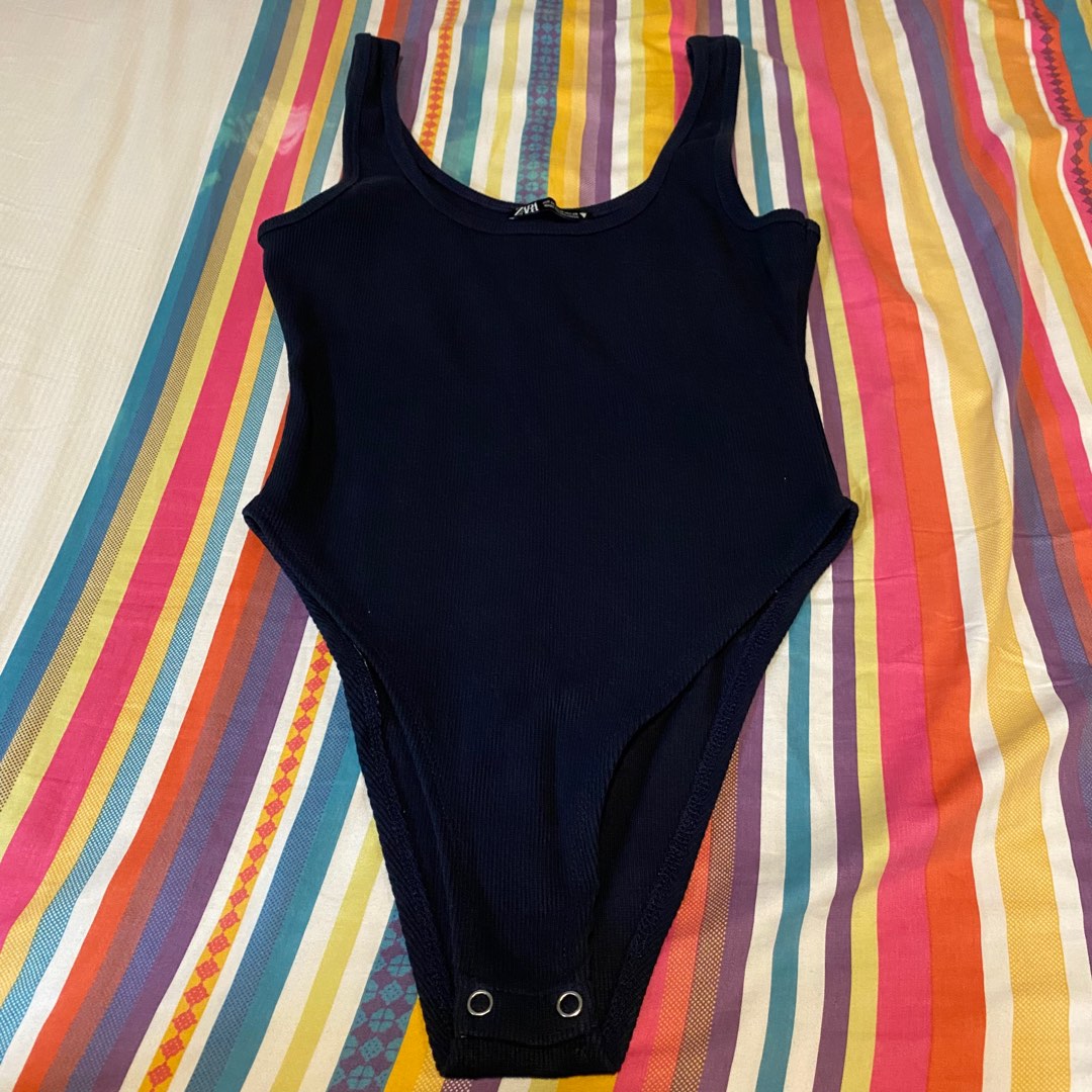 Navy Blue Bodysuit, Women's Fashion, Tops, Sleeveless on Carousell