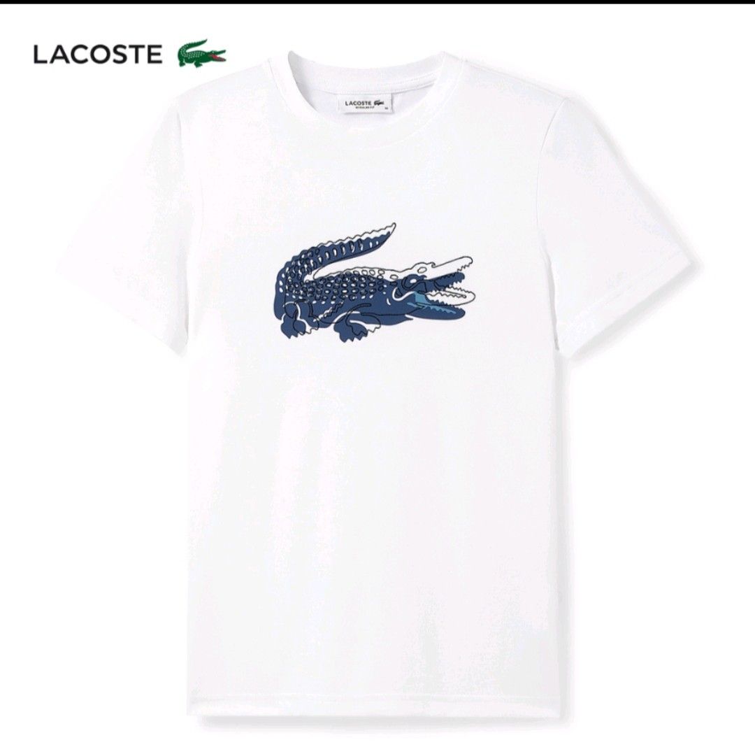 CLEARANCE Lacoste white tee shirt tshirt top blue crocodile Men s Fashion Tops Sets Tshirts Polo Shirts on Carousell