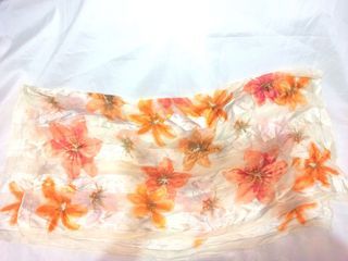 Original Menard Summer Floral Flower Silk Satin Square Scarf from Japan