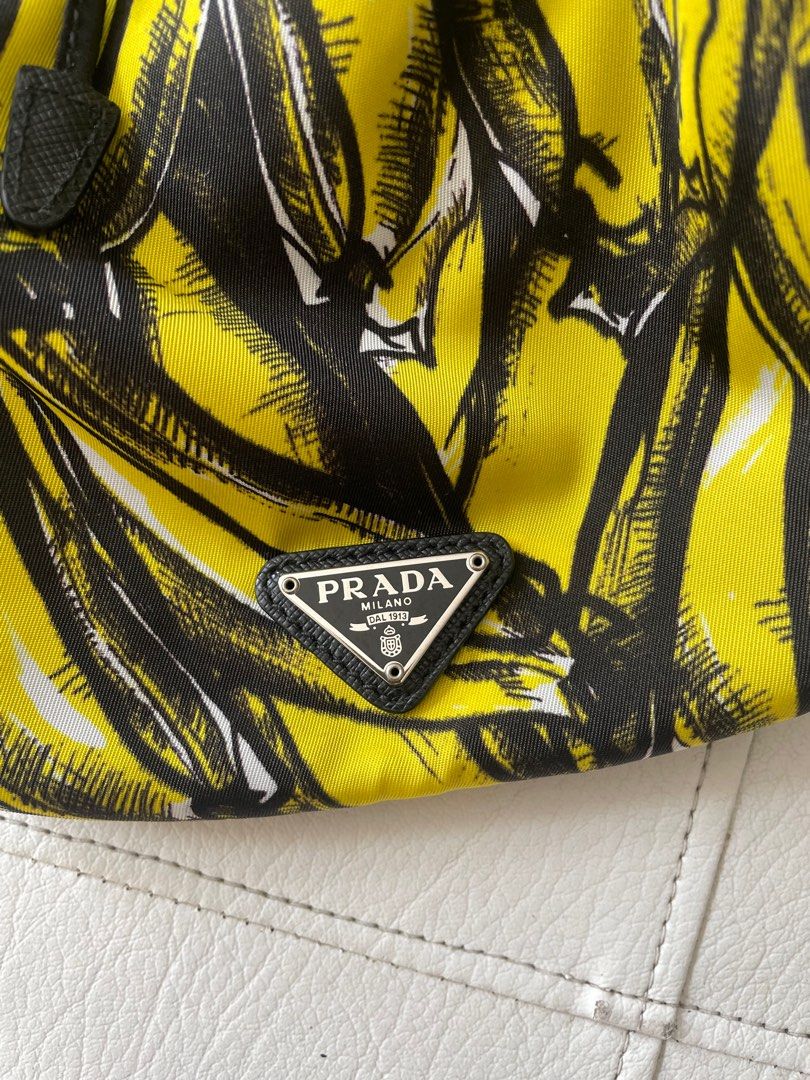 Prada logo 2025 nylon banana bag