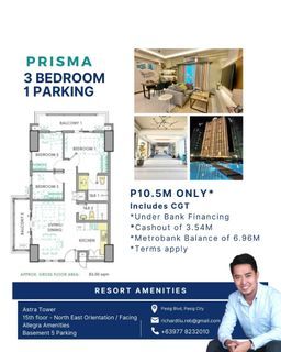 Prisma Residences 3BR Three-Bedroom with 1 Parking Near BGC and Ortigas For Sale C011