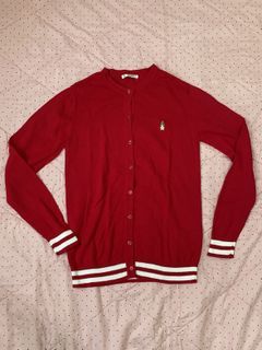Red Cardigan hush puppies