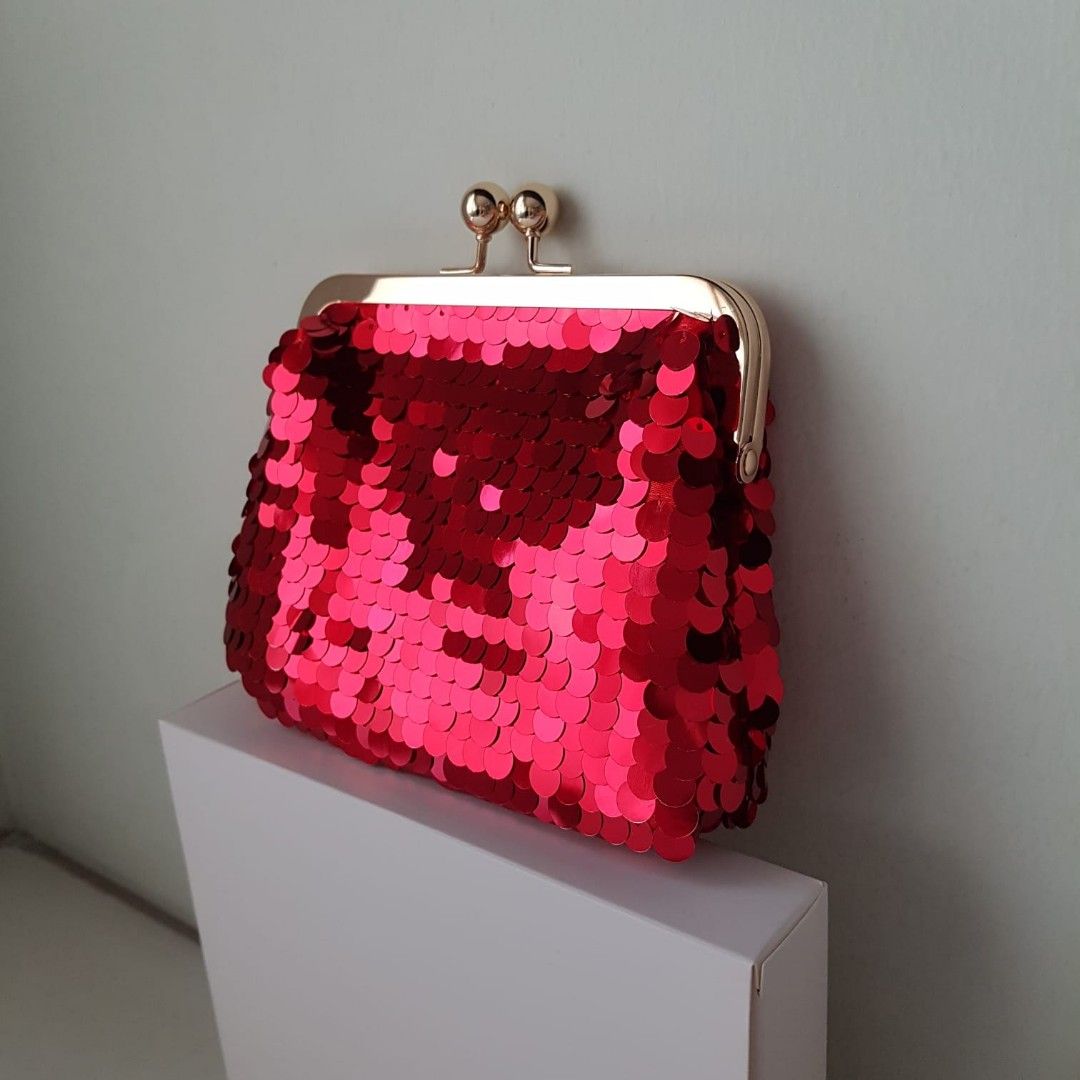 Red Chopard Sequin Clutch Purse CNY Luxury Bags Wallets on