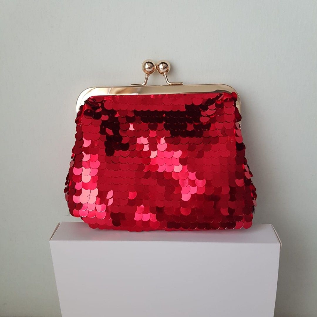 Red sequin clearance purse