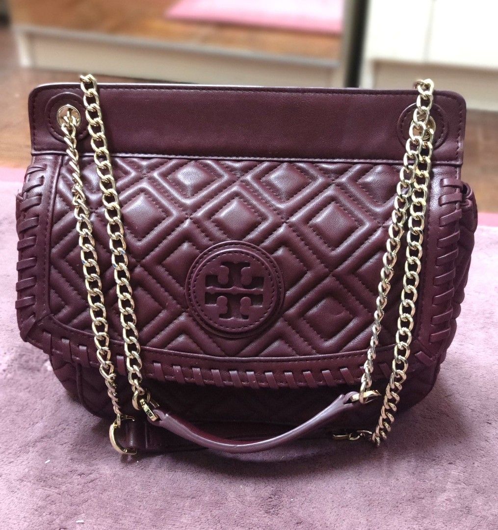 ?SALE? TORY BURCH MARION QUILTED FLAP BURGUNDY BAG, Luxury, Bags &  Wallets on Carousell