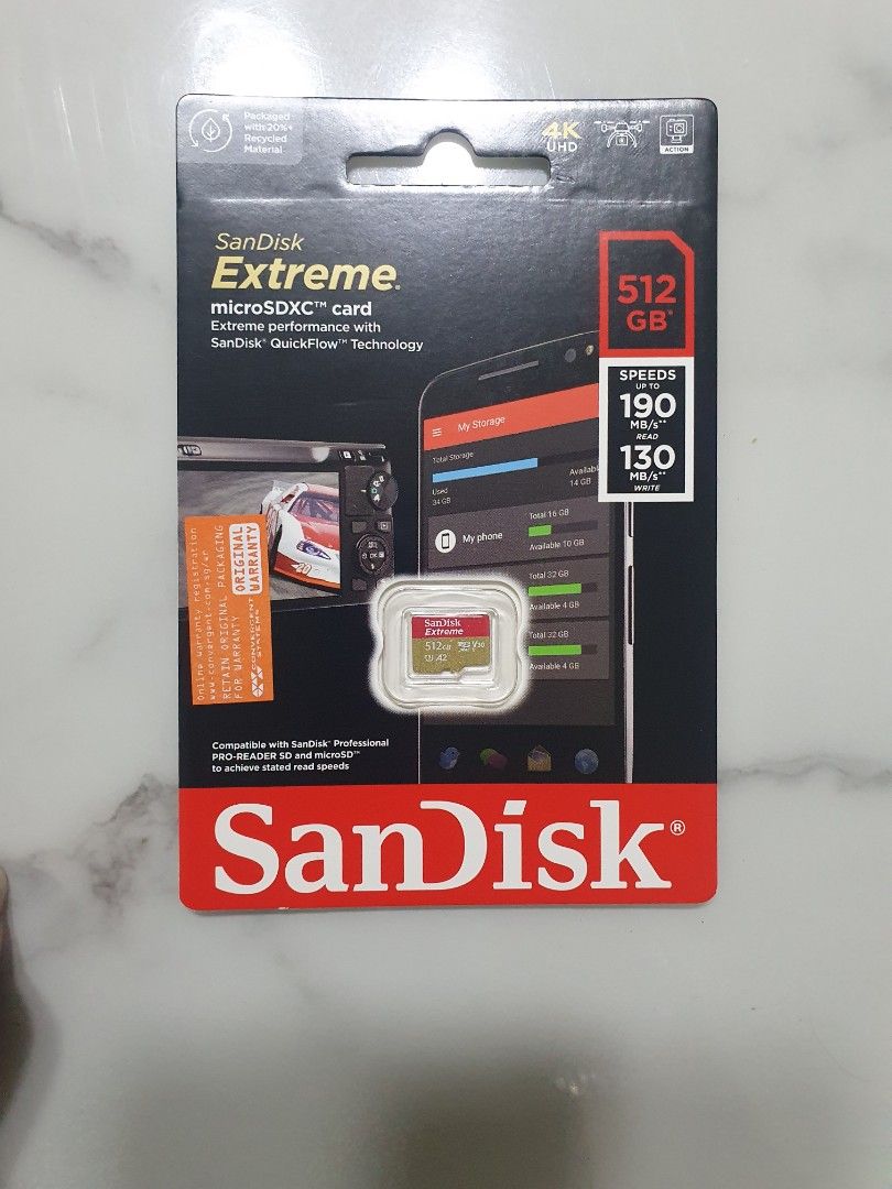 SanDisk 512GB Extreme microSDXC UHS-I Memory Card with Adapter C10