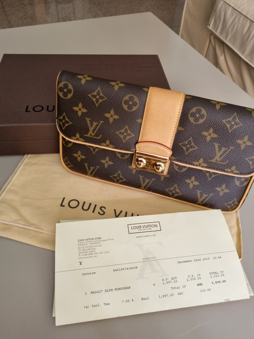 Louis Vuitton Black Suede & Leather Sofia Coppola Slim Clutch MM