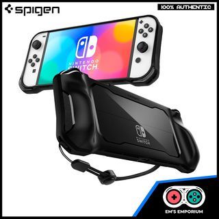 Spigen Rugged Armor Nintendo Switch OLED TPU Grip with Strap Protective Case - Matte Black