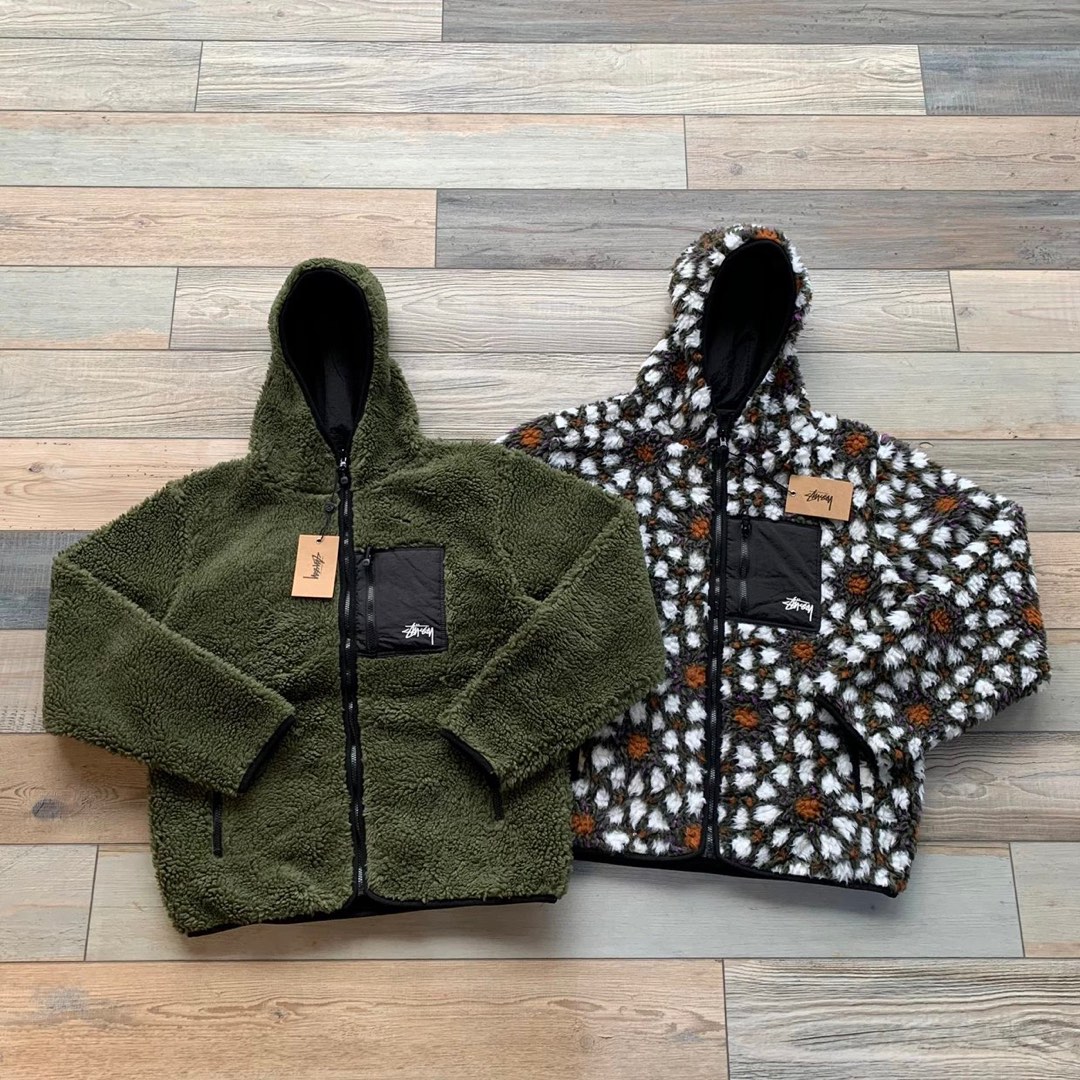 Stüssy Sherpa Reversible Hoodie Jacket, Men's Fashion, Coats ...