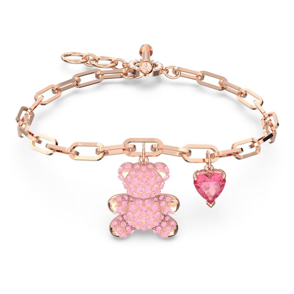 Swarovski Pink Teddy Bear Rose Gold Bracelet Women s Fashion