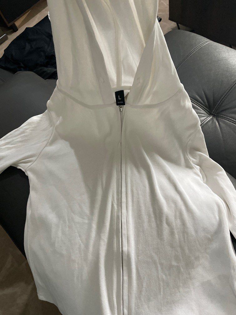 Thin White Hoodie Women s Fashion Tops Longsleeves on Carousell