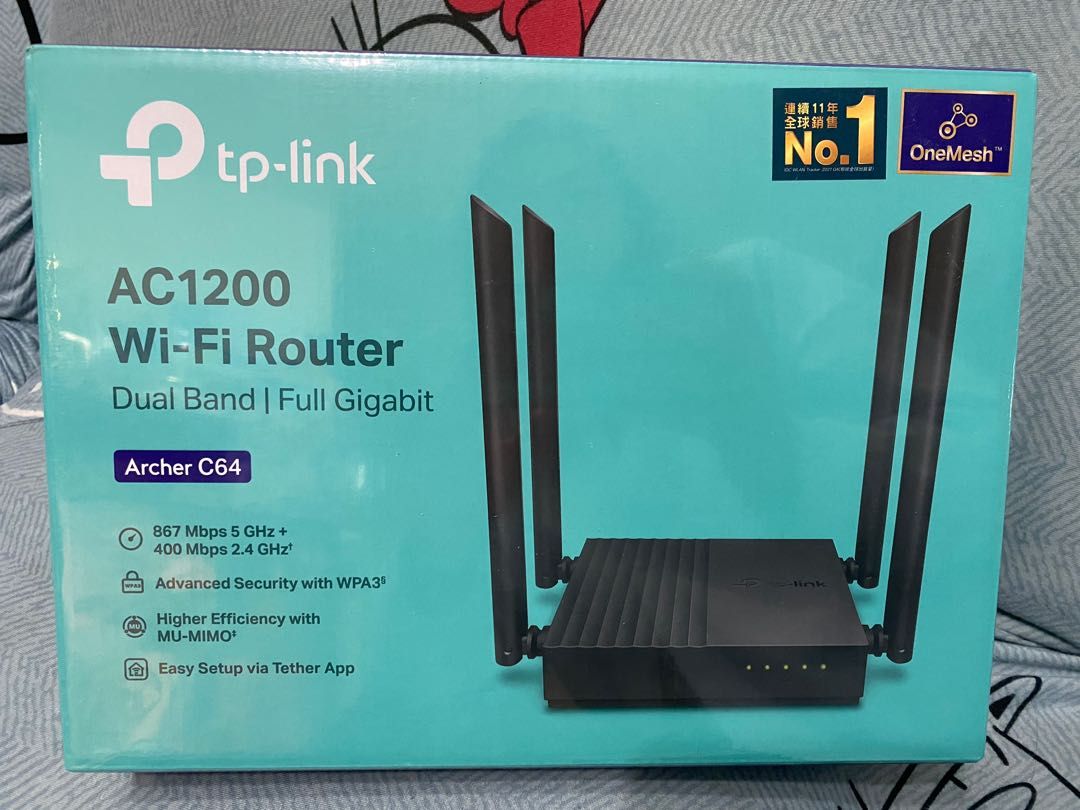 tplink AC1200 WiFi Router Dual Band Full Gigabit Archer C64, 電腦＆科技