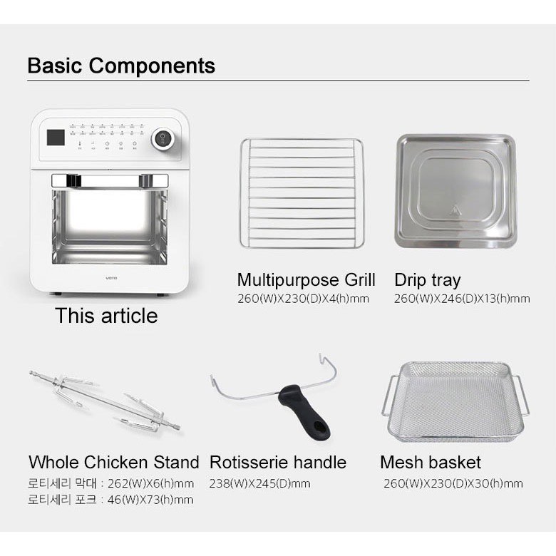 VOTO KOREA Air Fryer Oven 10L, TV & Home Appliances, Kitchen Appliances