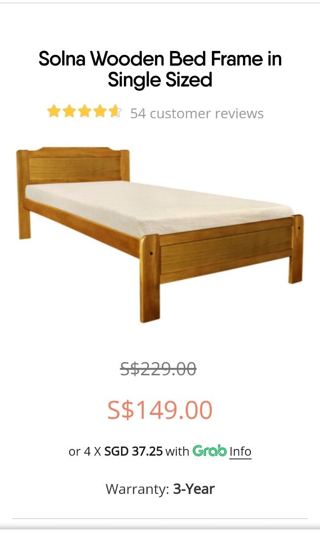 wooden bed frame, Furniture & Home Living, Furniture, Bed Frames