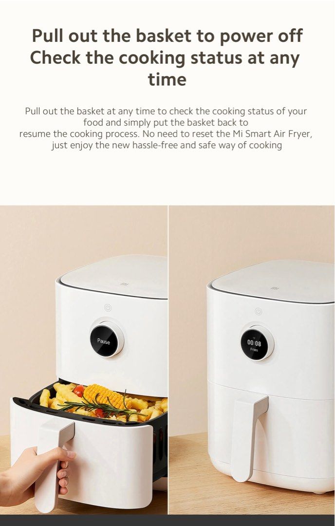 Xiaomi Mijia Smart Air Fryer 3.5L Large Capacity Without Oil Home French  Fries Machine Electric Deep Fryer APP & Voice Control