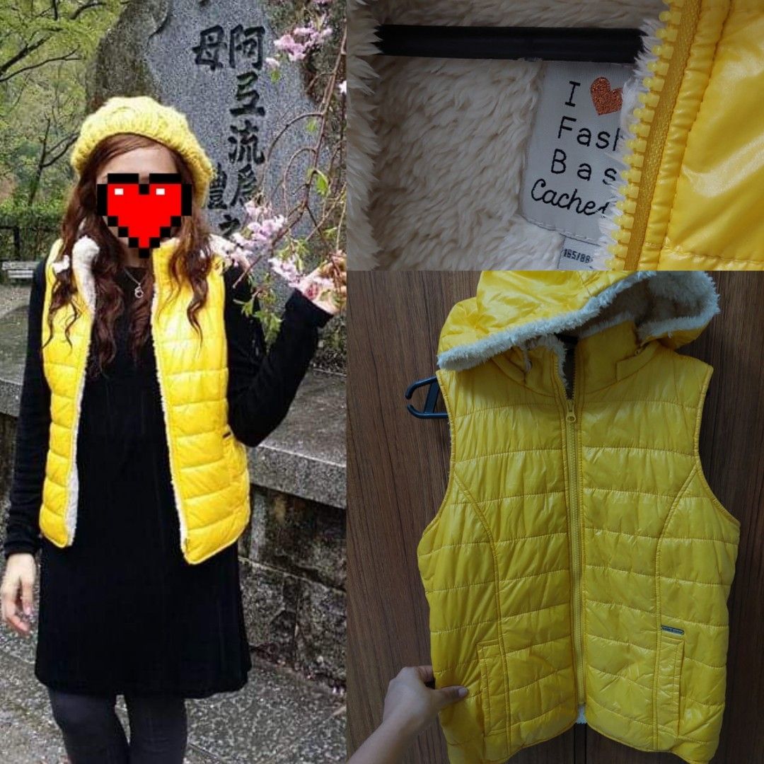 Yellow puffer vest, Women's Fashion, Coats, Jackets and Outerwear on