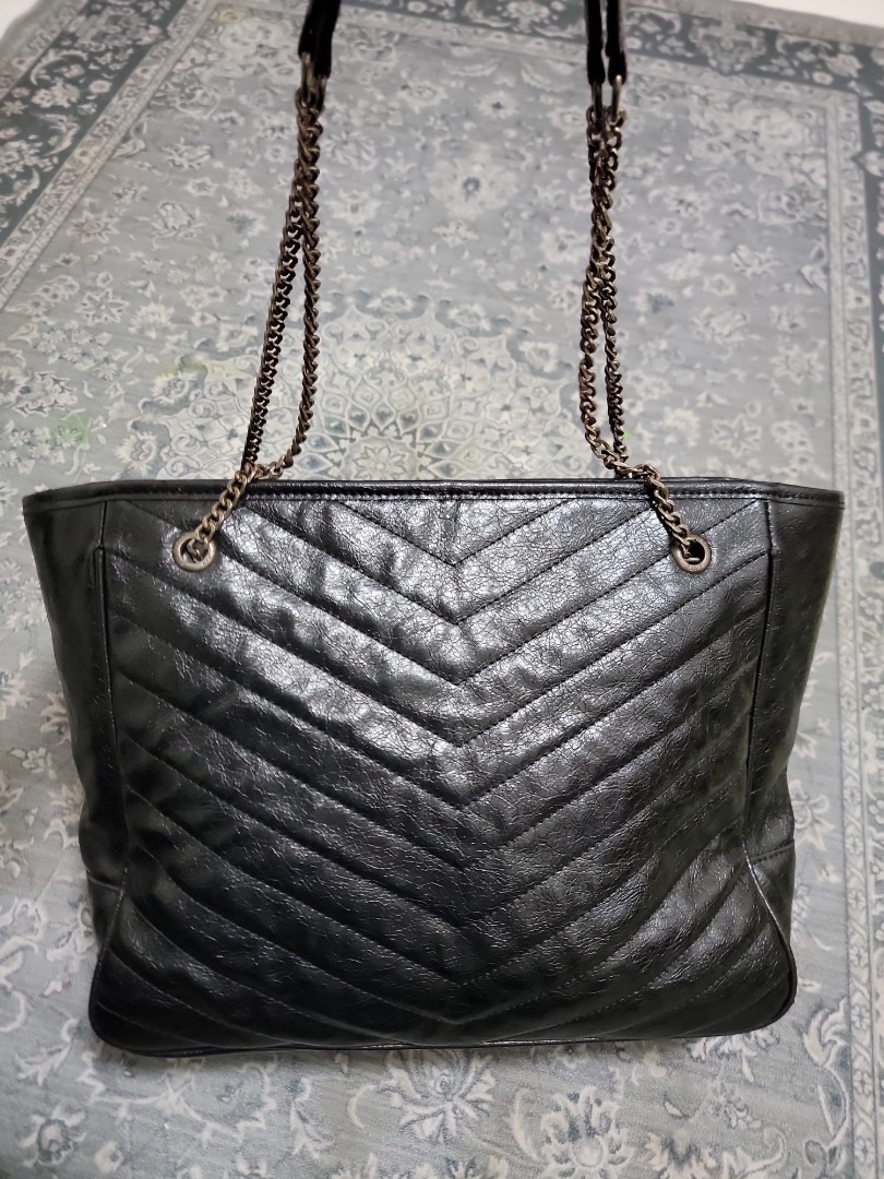 YSL Crumpled Leather Tote Bag, Luxury, Bags & Wallets on Carousell
