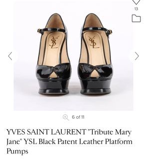 Ysl Yves Saint Laurent Tribute Mary Jane Black Patent Leather Platform Heels