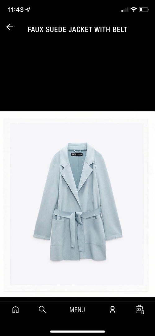 Faux suede jacket with belt zara