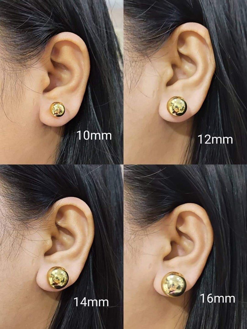 12mm gold ball earrings discount