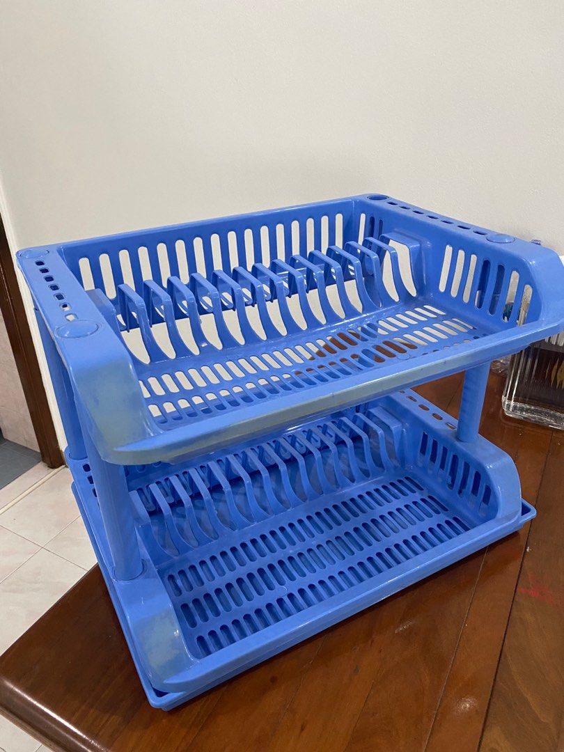 2 tier Dish drying rack blue colour