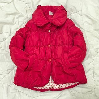 3～6歲兒童女童羽絨外套夾棉外套加厚上衣外套酒紅色新年氣息上衣