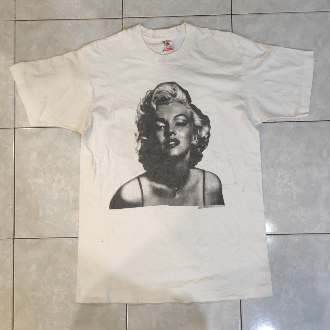 90s vtg Marilyn Monroe Photo print shirt, Men's Fashion, Tops