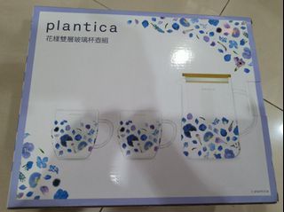 花樣雙層玻璃杯壺組