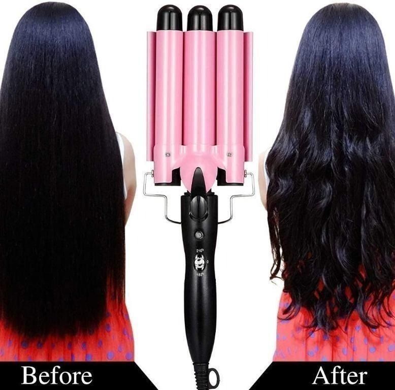 ⭐ [C7630] ⭐ 3 Barrel Hair Curler, Pink Hair Waver Curling Iron, Big Wave  Hair Crimper Wand With Two Speed Temperature Control, Electric Hair  Crimpers Tongs 25Mm, Beauty & Personal Care, Hair On Carousell