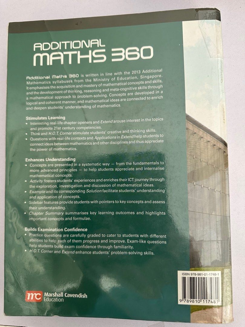 Additional Math (Category: Textbooks) located in Singapore. Submitted by turquoise123 (Listing ID 1206939651, Image 2). Description: A very good reference book. Have answer key that is sold separately .