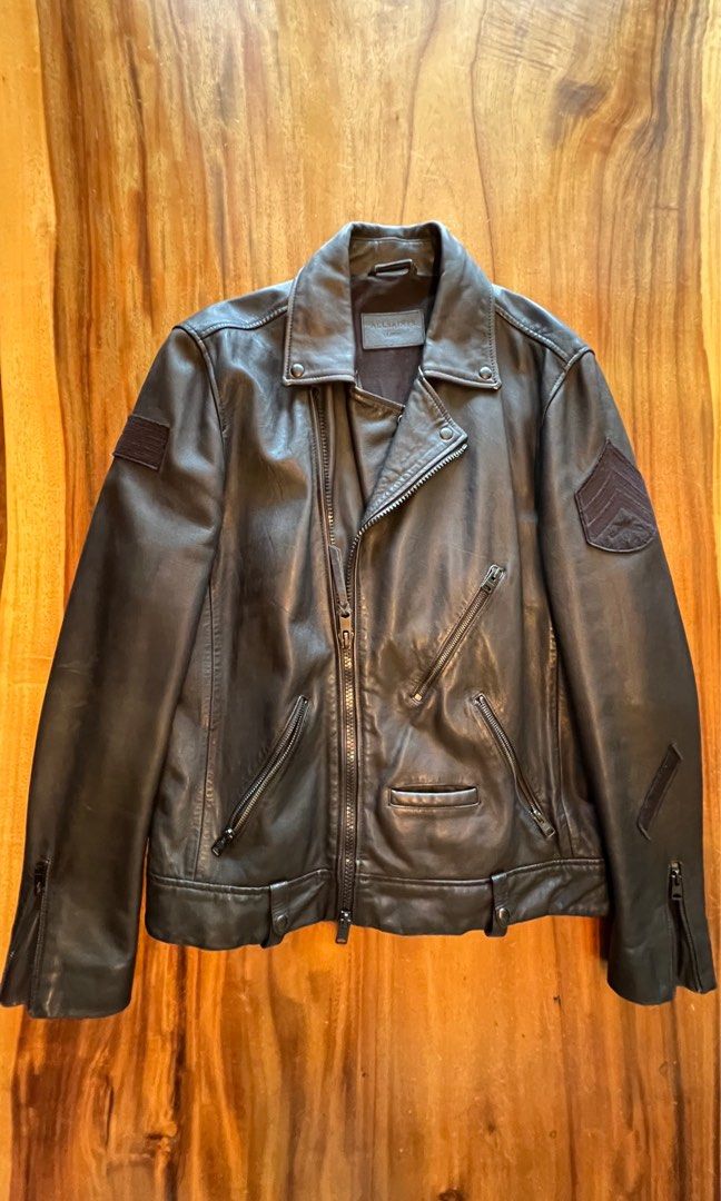 Allsaints Black Leather Jacket Men s Fashion Coats Jackets and
