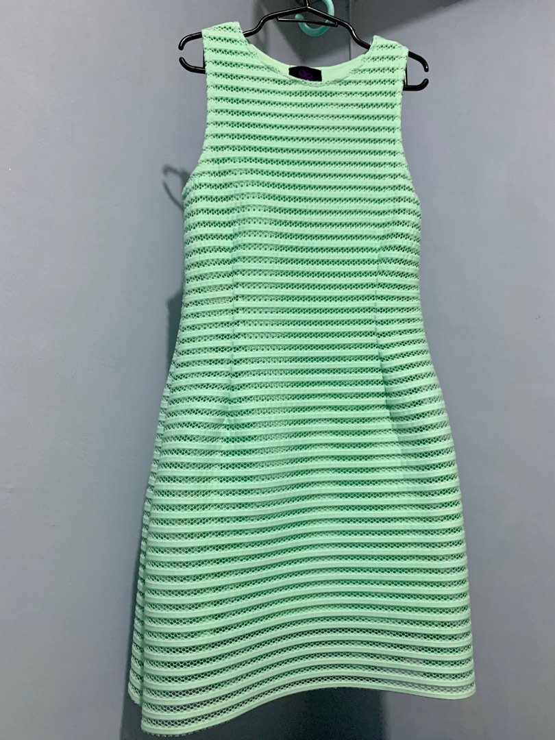 Apple Green Ikkat Print Foil Front Pocket Dress main image 0
