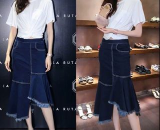 Asymmetrical denim skirt
