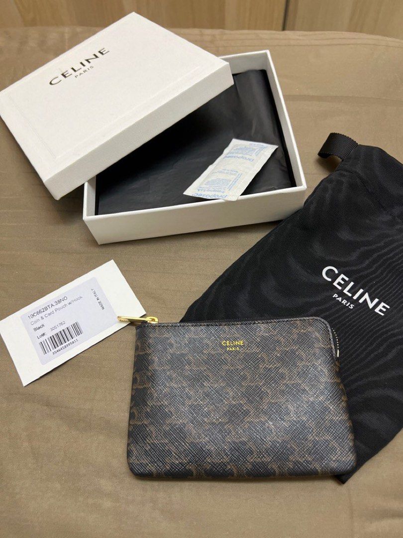 CELINE Trionf Canvas Coin & Card Pouch with Hook Box and