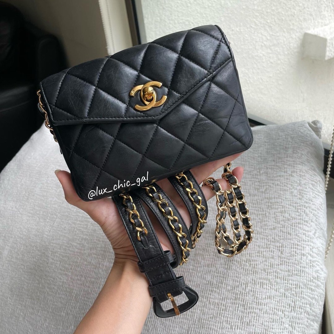 SOLD AUTHENTIC CHANEL Belt Bag Waist Pouch 24k Gold Hardware