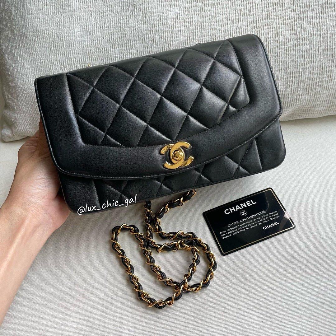 AUTHENTIC CHANEL Diana Small 9 Flap Bag 24k Gold Hardware