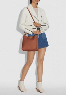 Polished pebble leather charlie bucket top crossbody