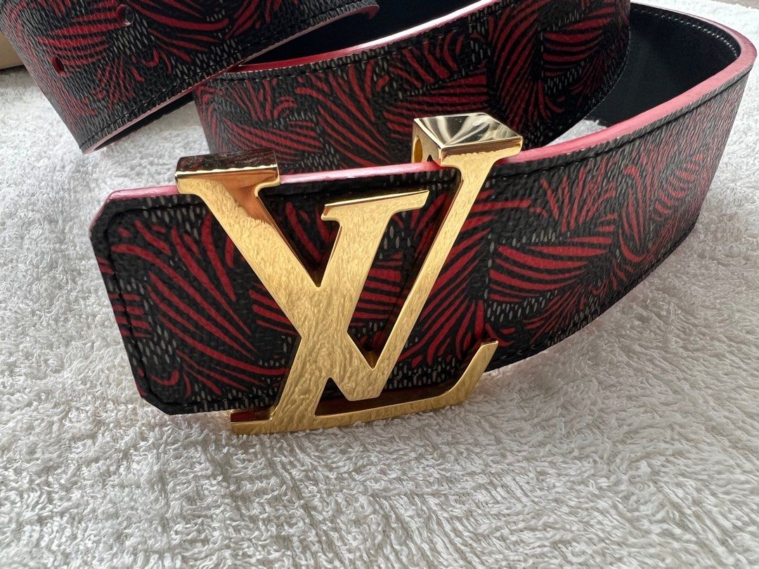 Authentic Louis Vuitton Damier Graphite LV Initials Buckle Belt