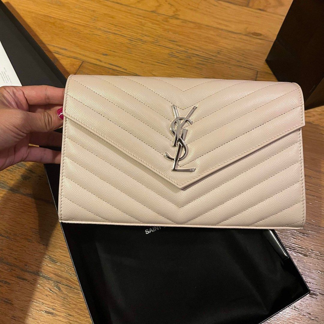 YSL Beige Envelope Chain Bag, Luxury, Bags & Wallets on Carousell