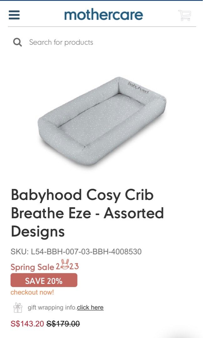 Babyhood Cosy Crib Breathe Eze, Babies & Kids, Baby Nursery & Kids